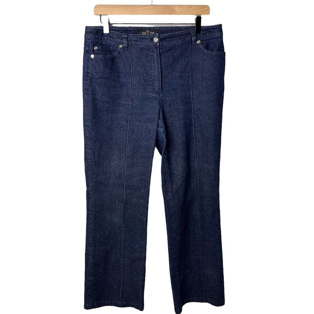 Escada Straight Leg Jeans Dark Wash Size 42 Raised Seam